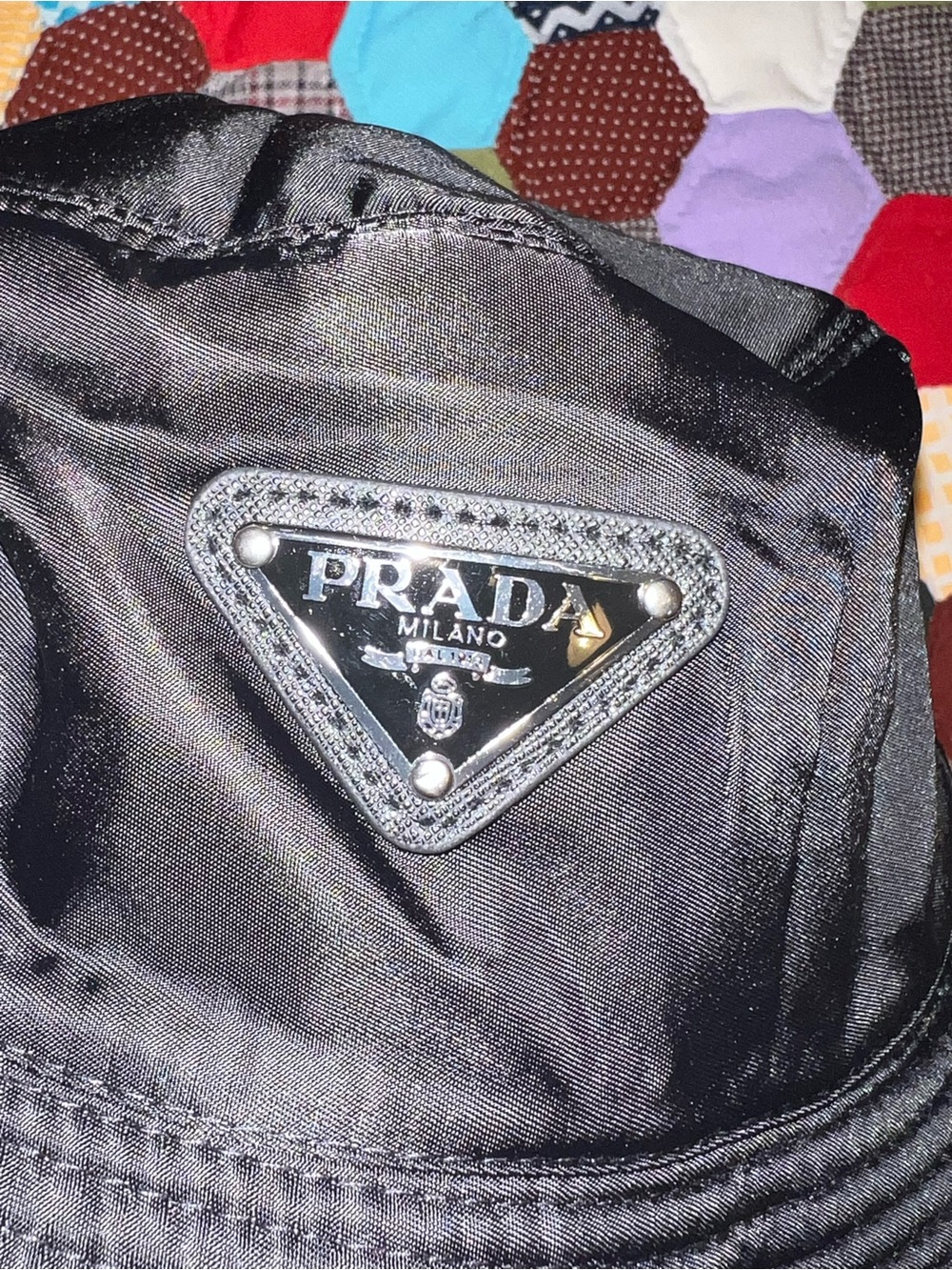 Prada Black Nylon Bucket Hat with Triangle Logo - Picture 7 of 7